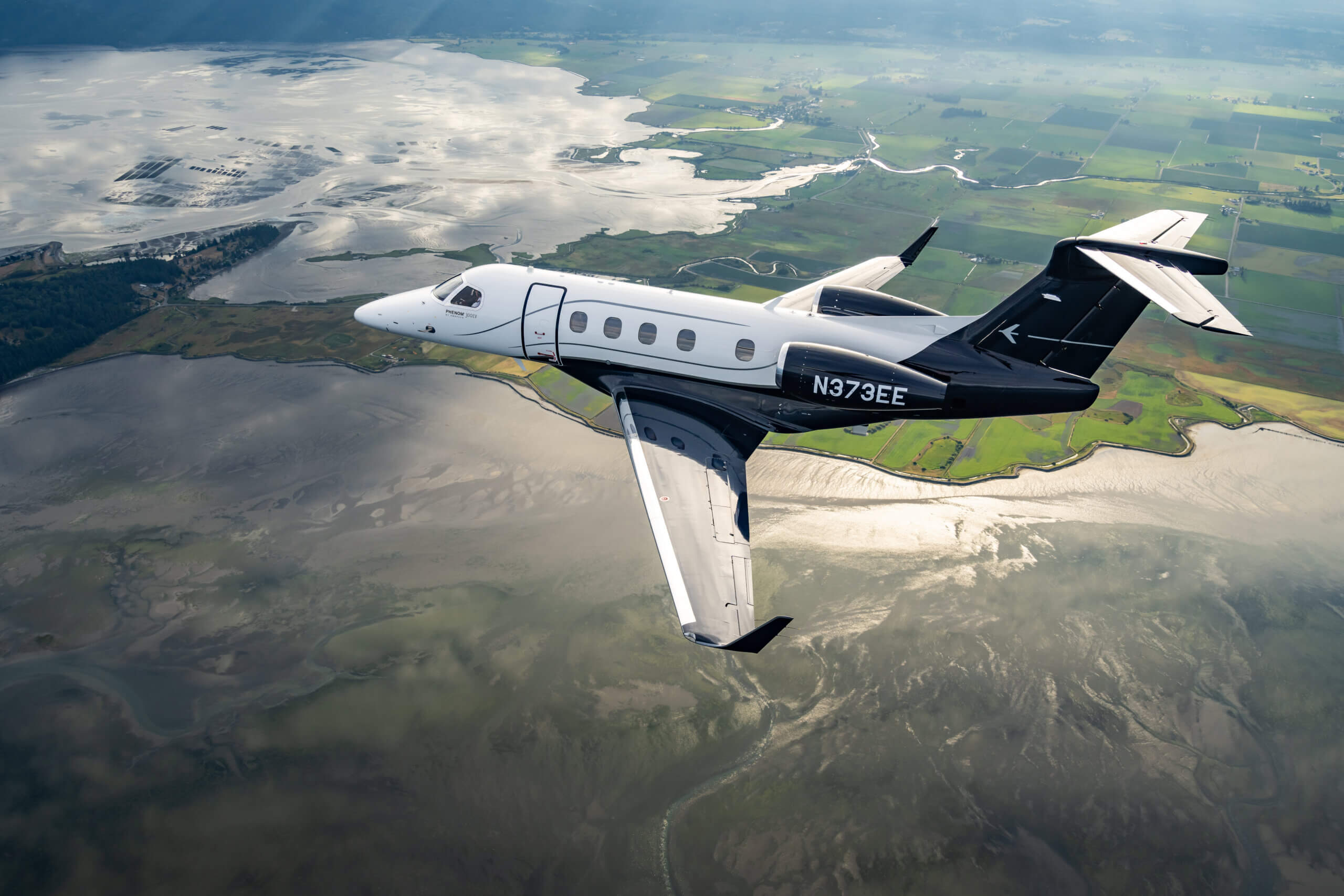 Embraer Phenom 300 light jet on the apron